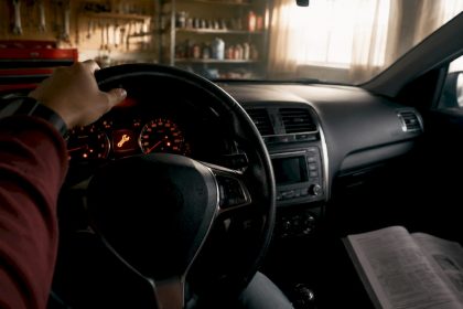 Illuminated car dashboard service maintenance light