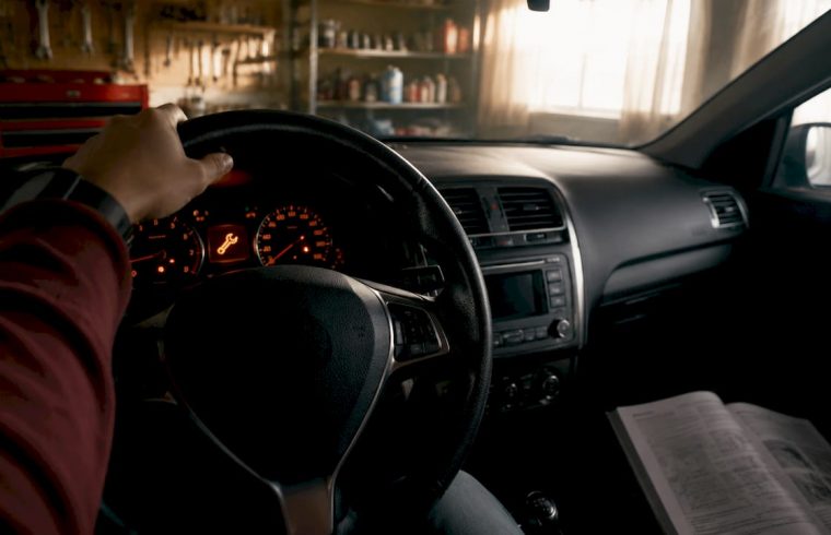 Illuminated car dashboard service maintenance light