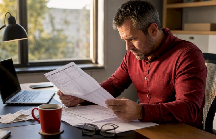 Man examining detailed car repair bill