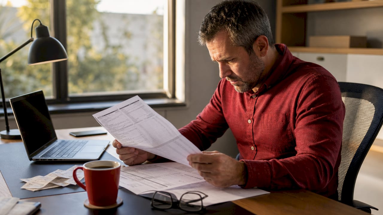 Man examining detailed car repair bill