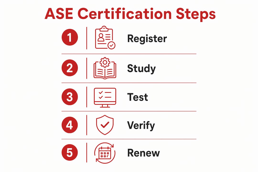Infographic outlining ASE certification process