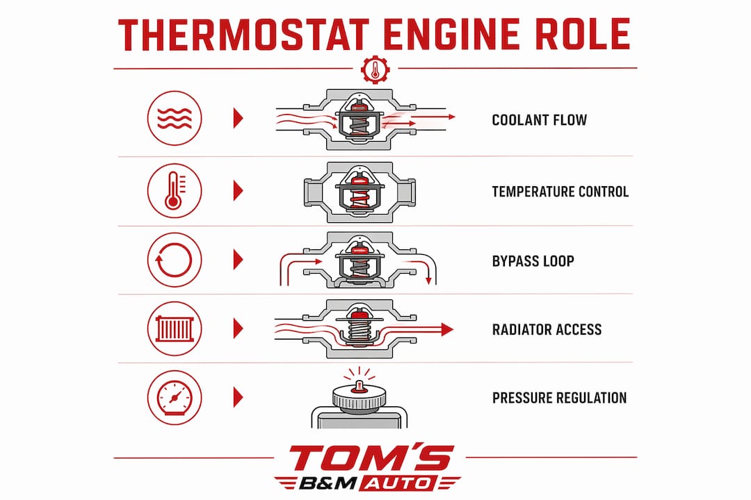 Infographic showing thermostat engine function steps