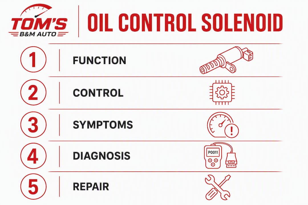 Infographic showing oil control solenoid key stages