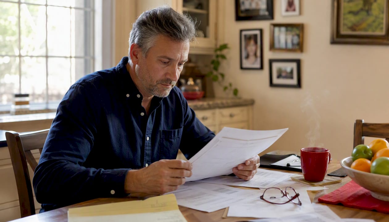 Man reviewing 24,000-mile warranty papers