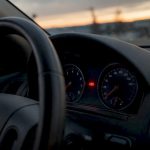 Close-up of car dashboard ABS warning light