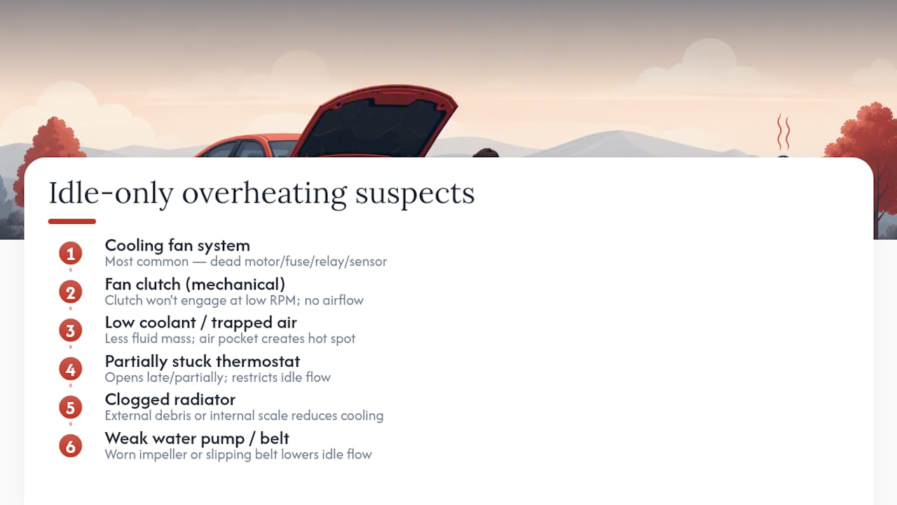 Six causes of overheating while idling
