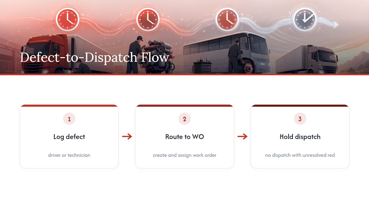Fleet defect to closed work order flow