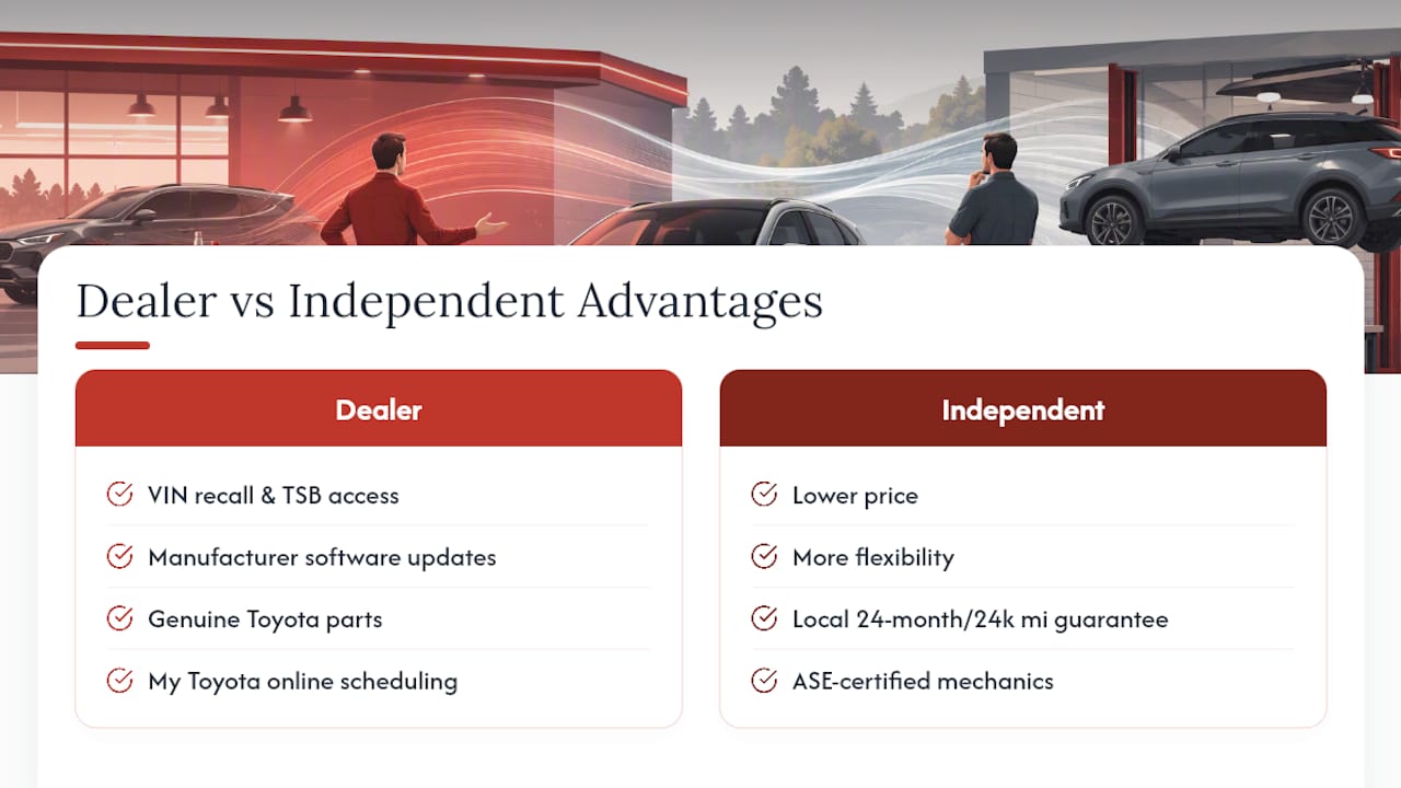 Dealer and independent shop service comparison