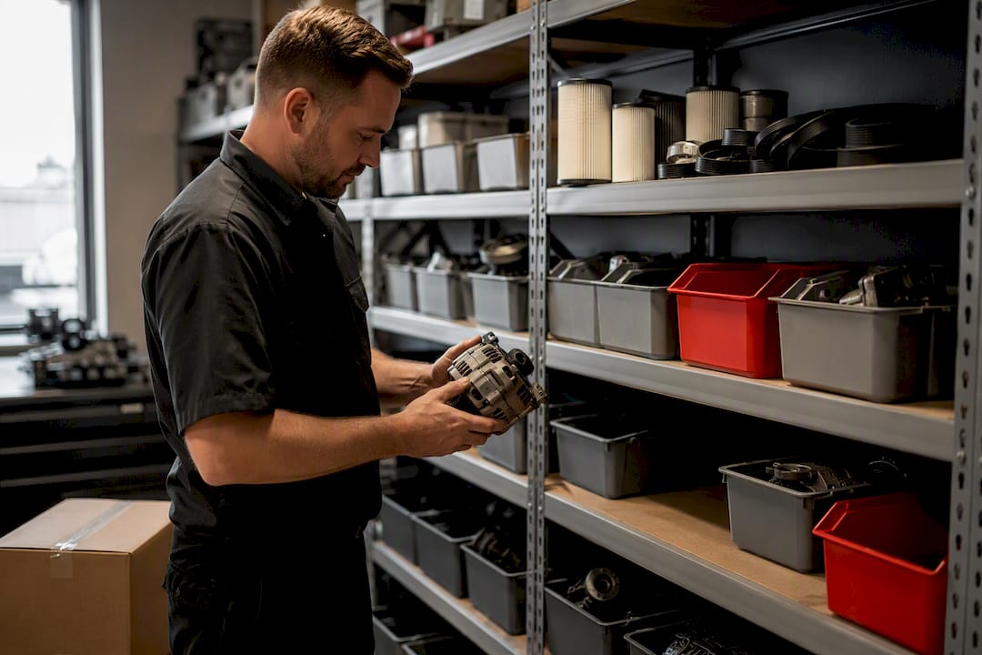 Organized fleet parts inventory bins