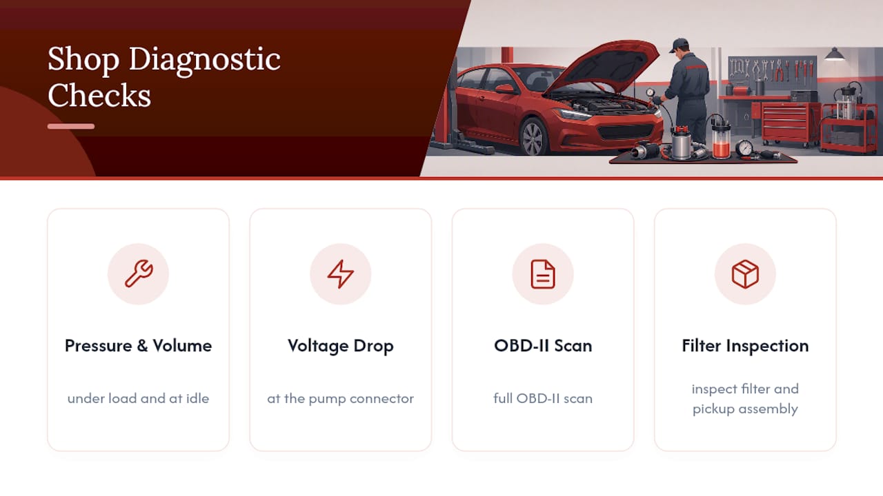 Four fuel pump diagnostic checks