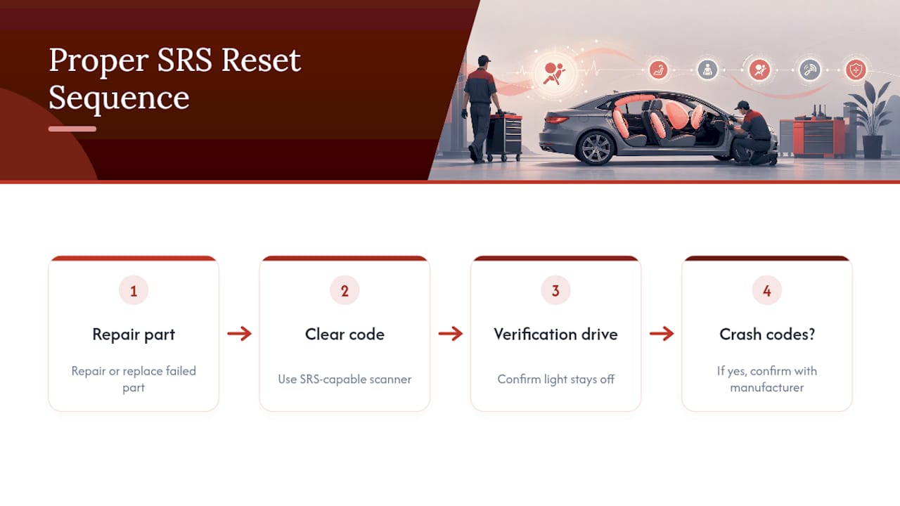Proper sequence for resetting an airbag light