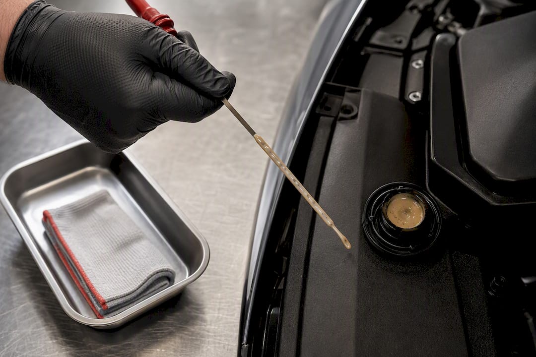 Milky oil visible on engine dipstick
