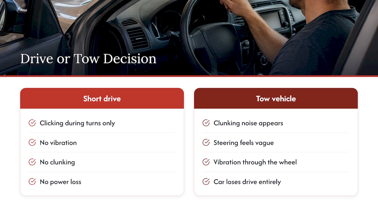 Decision path for driving or towing