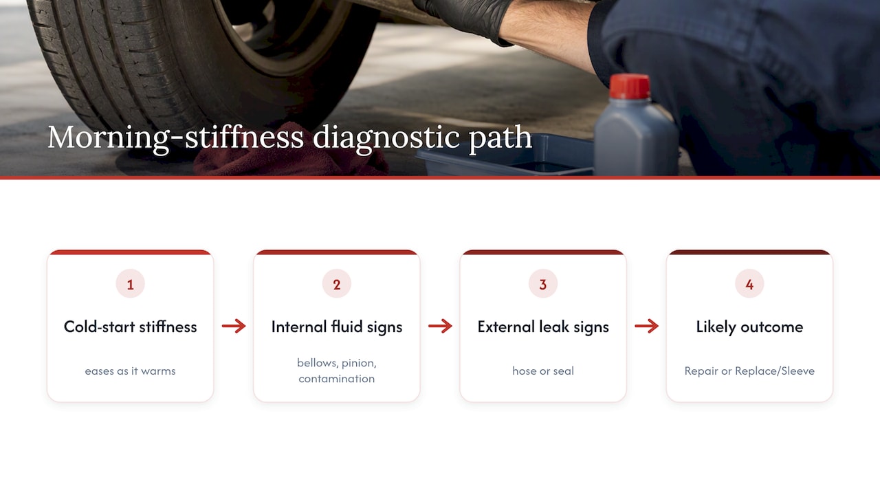 Steering rack leak diagnosis decision path