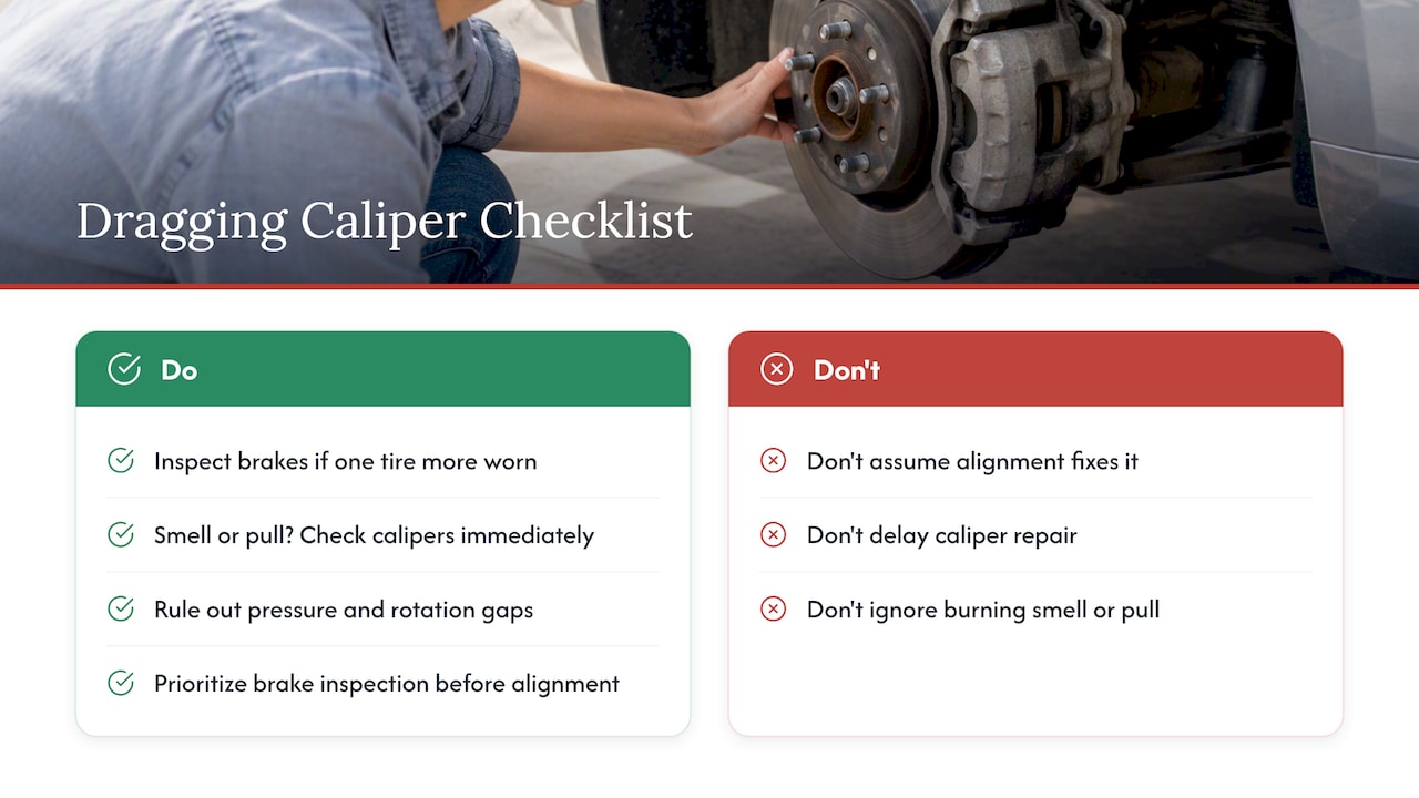 Can a sticking brake caliper cause uneven tire wear? — overview diagram
