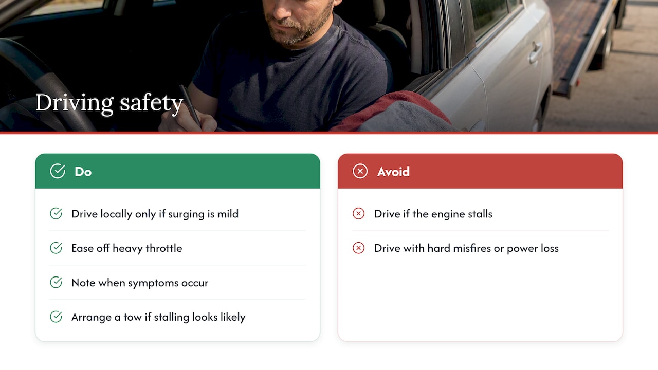 Is it safe to keep driving with a surging idle? — overview diagram