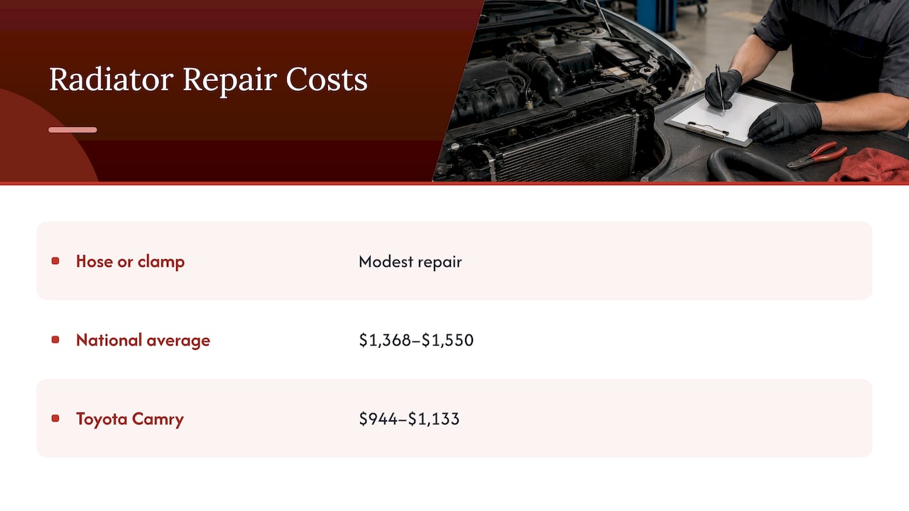 What does a radiator leak repair cost? — overview diagram